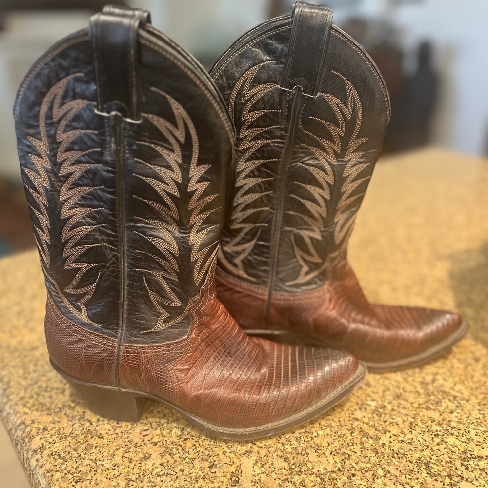 1990’s Justin Cowboy Boots #4717 Women’s 6 1/2 Beautiful Lizard & Leather Boots